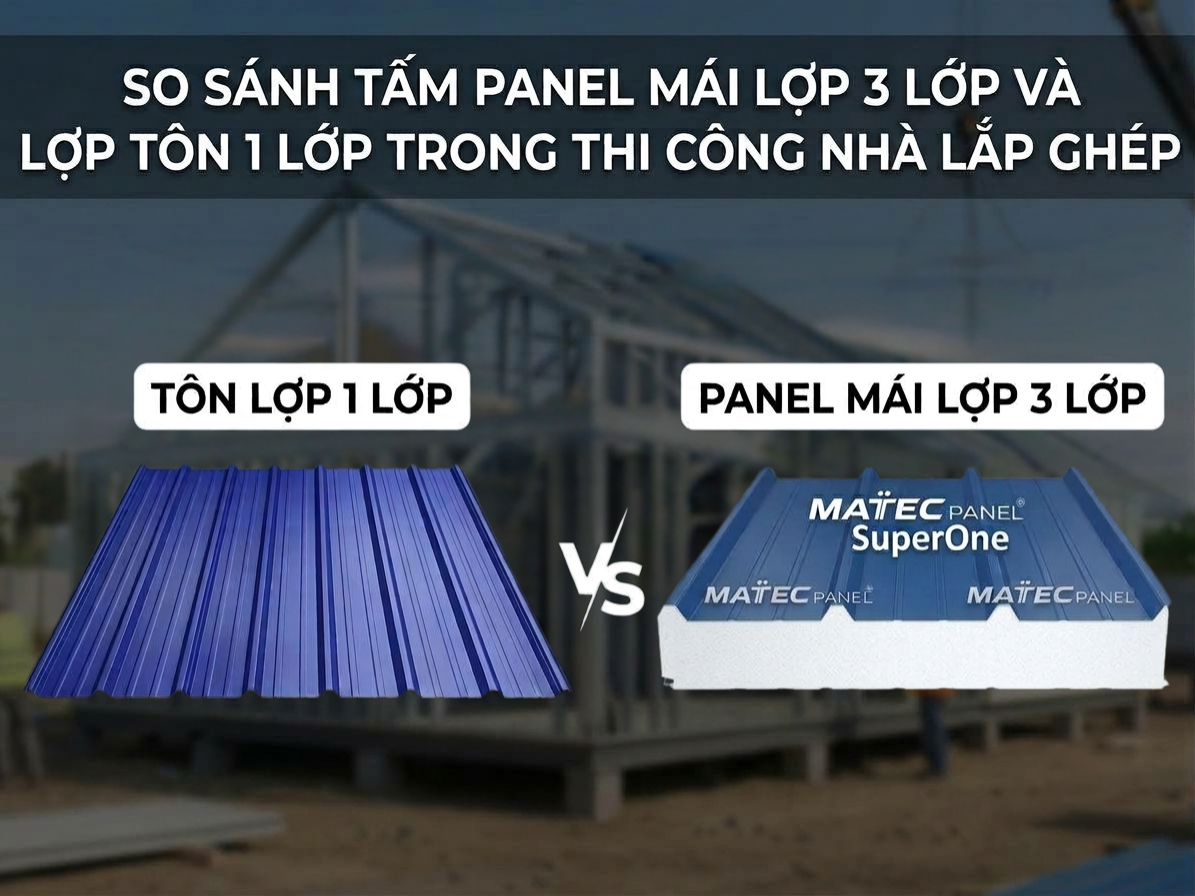 So Sánh tấm panel mái lợp 3 lớp và lợp tôn 1 lớp trong thi công nhà lắp ghép